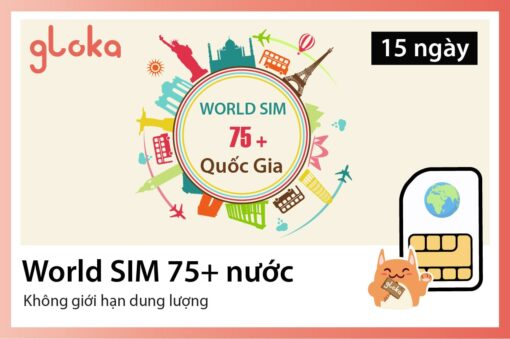 Sim du lịch quốc tế 75+ nước Gloka