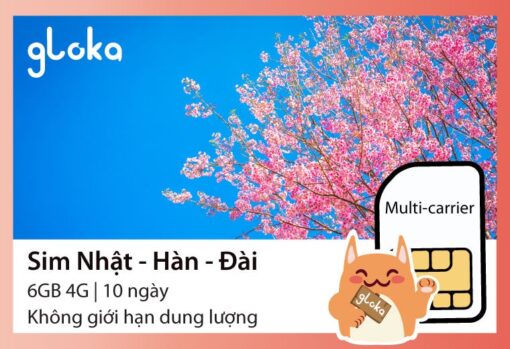 Sim du lịch Nhật hàn Đài Loan Gloka