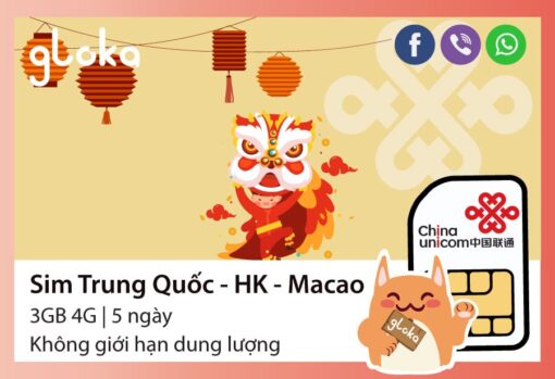 Sim Trung Quốc Hongkong Macao 5 ngày China Unicom