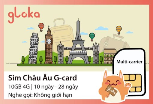 Sim du lịch châu Âu G-card Gloka