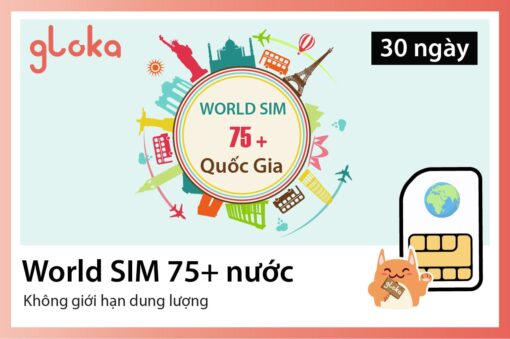 Sim du lịch quốc tế 75+ nước Gloka 30 ngày